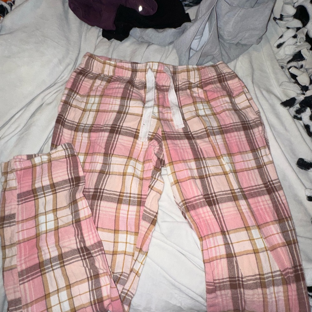 Old Navy Pink and Brown Plaid Pajama pants